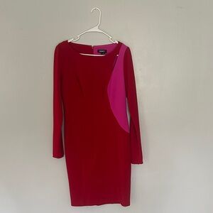 DKNY Vibrant Red and Pink Dress